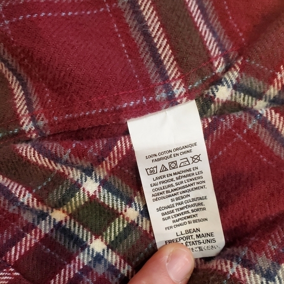 LL Bean dark wine color plaid flannel soft organic cotton button down | size L - Picture 4 of 6